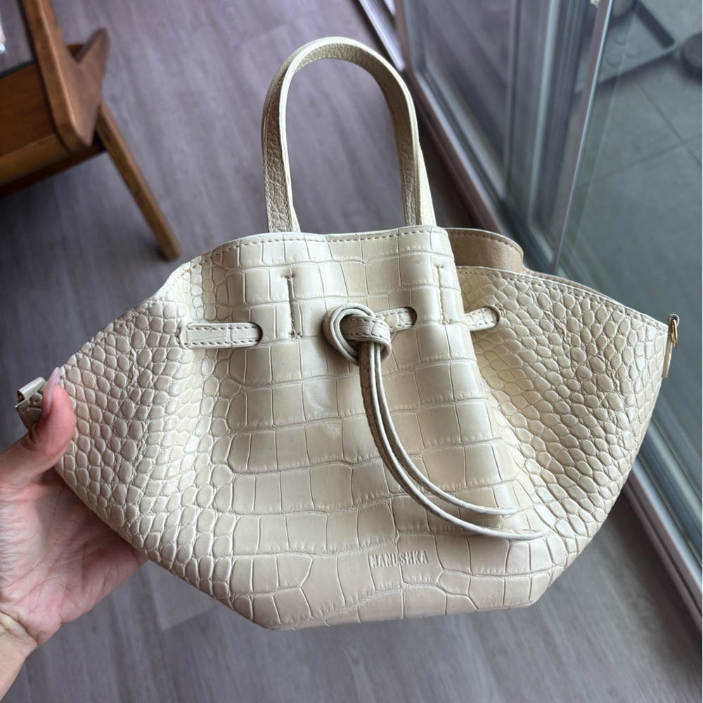 Nanushka Beige Croc-Embossed Bag